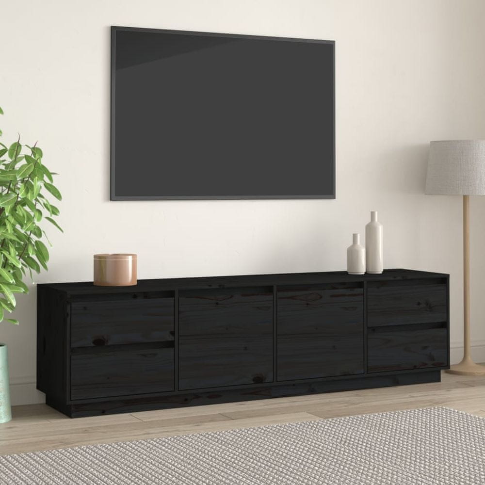 Vidaxl TV skrinka čierna 176x37x47,5 cm masívna borovica
